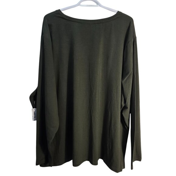 NWT | Olive Green Long Sleeve Crewneck Tunic Top Relaxed Fit | 5XL - Picture 2 of 4